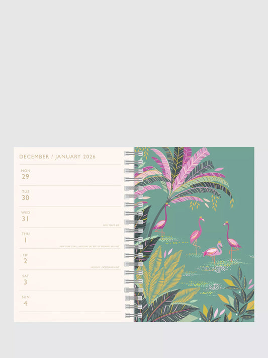 Sara Miller A5 Week to View 2026 Wiro Diary, Green