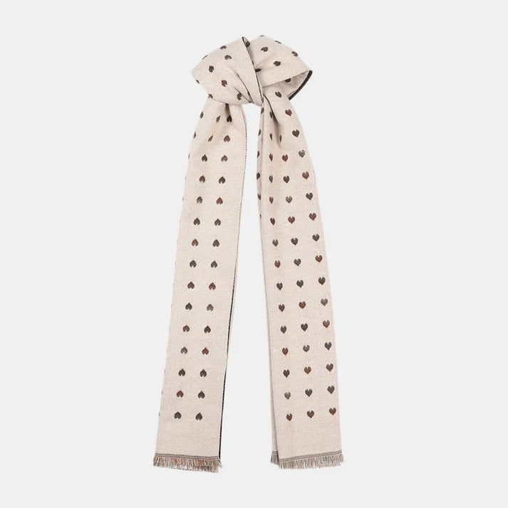 Hearts Double Sided Scarf - Coffee