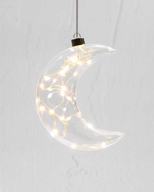 Crescent Moon Hanging Clear Glass Light