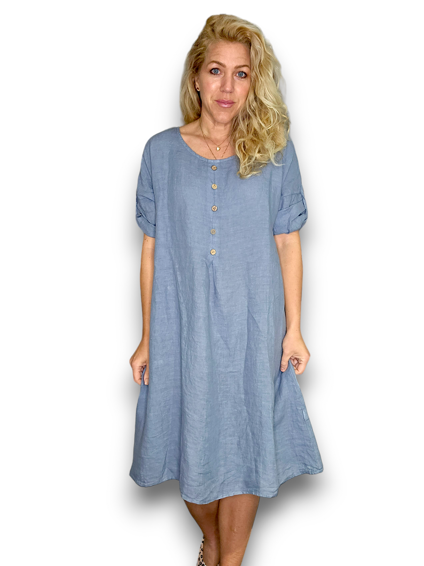 Helga May Front Button Dress | Petrol