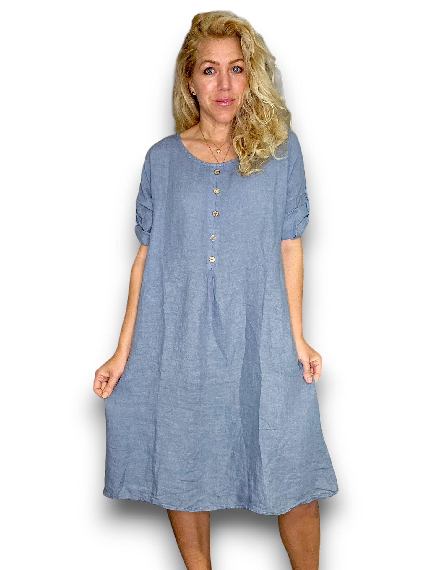 Helga May Front Button Dress | Petrol