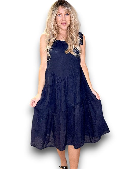 Helga May Navy Bow-Tie Summer Dress