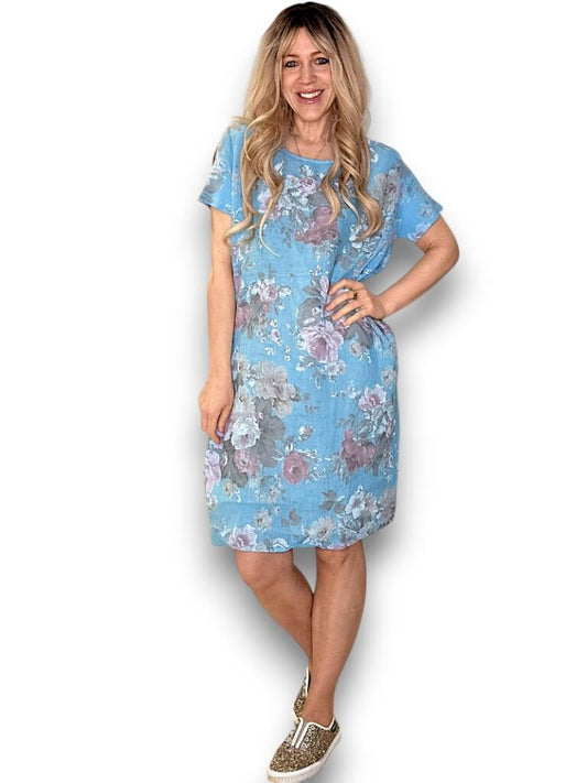 Turquoise Scarlett Rose Jungle Dress