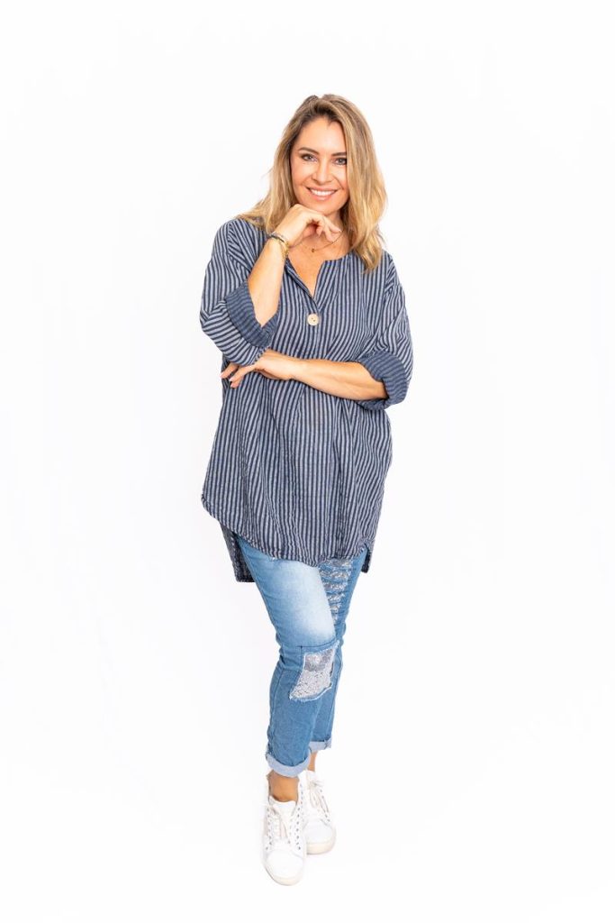 Rexa – Stretch Denim Jogger Pant with sequin patches