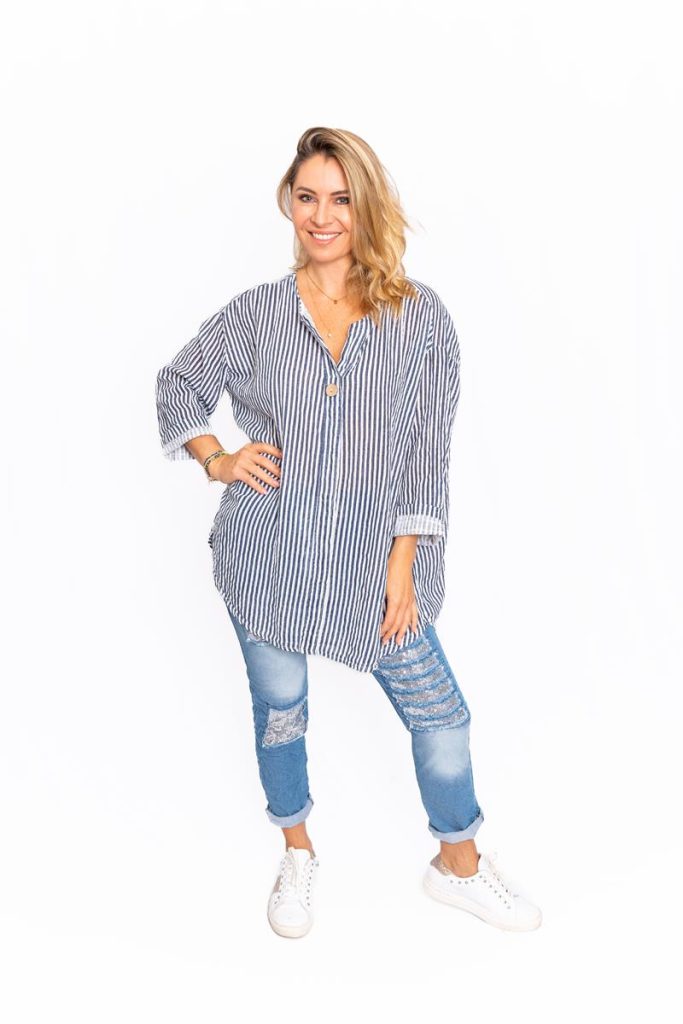 Rexa – Stretch Denim Jogger Pant with sequin patches