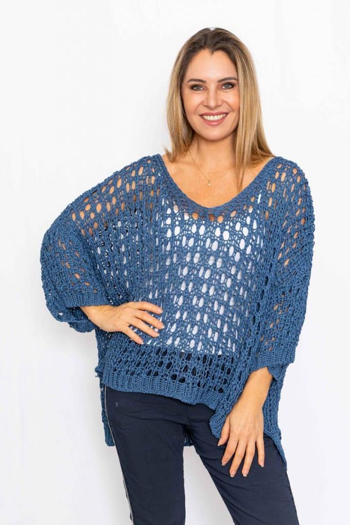 Kaila Crochet Top | Blue