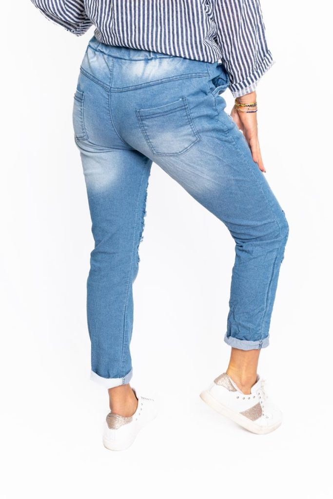 Rexa – Stretch Denim Jogger Pant with sequin patches