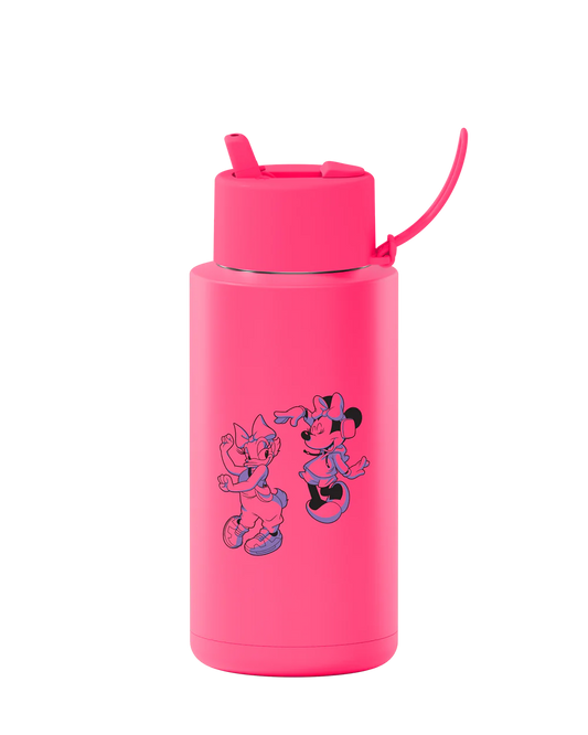 34oz SS Ceramic Reusable Bottle Minnie & Daisy Neon Pink with Flip Straw Lid