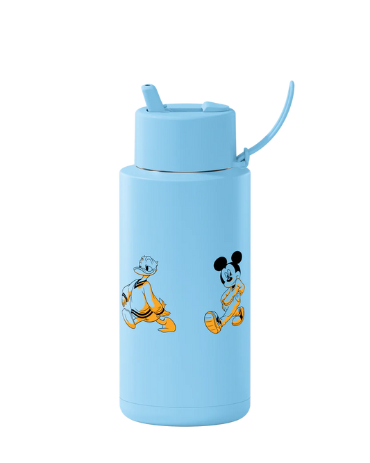 34oz SS Ceramic Reusable Bottle Mickey & Friends Sky Blue with Flip Straw Lid