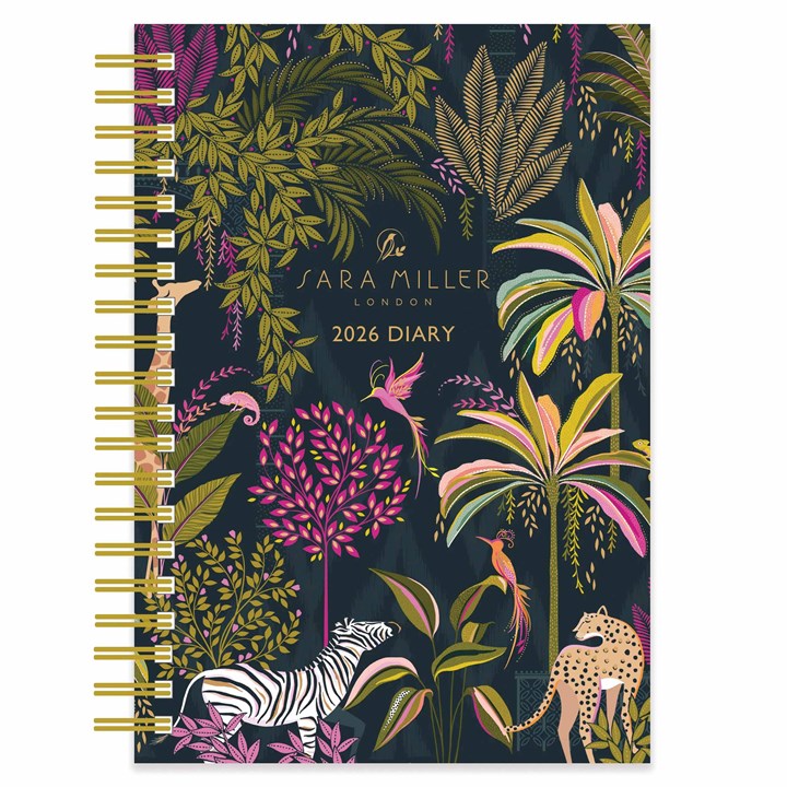 Sara Miller A5 Week to View 2026 Wiro Diary, Green