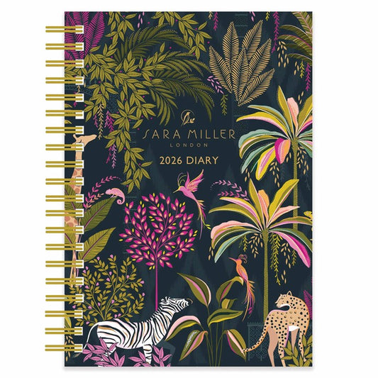 Sara Miller A5 Week to View 2026 Wiro Diary, Green