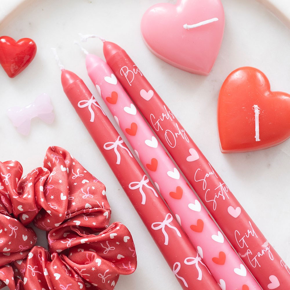 S/3 Girl Gang heart taper candles