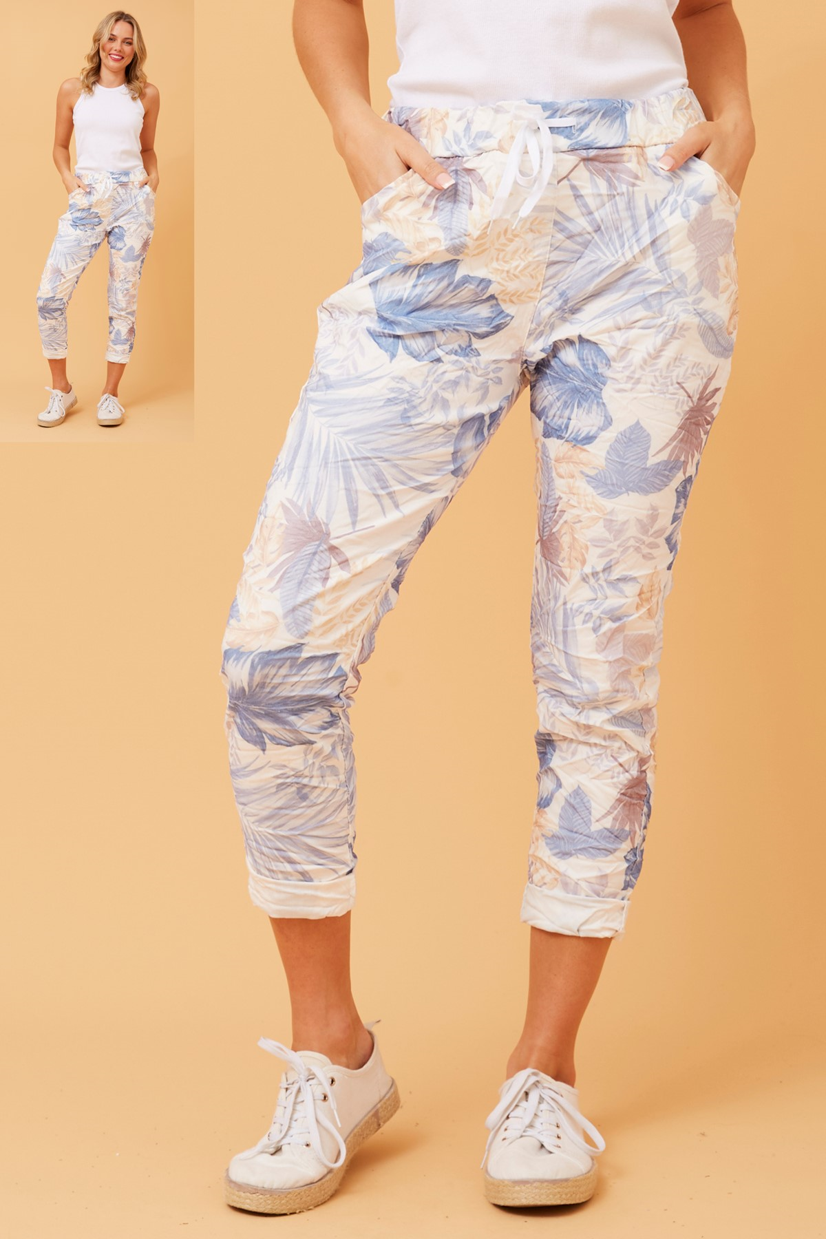 Italian Comfort Pants | Blue Leaf