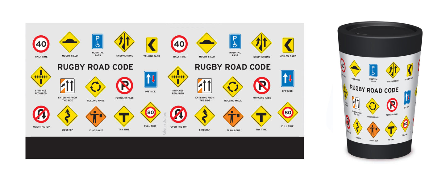 REUSABLE COFFEE CUP - RUGBY ROAD CODE