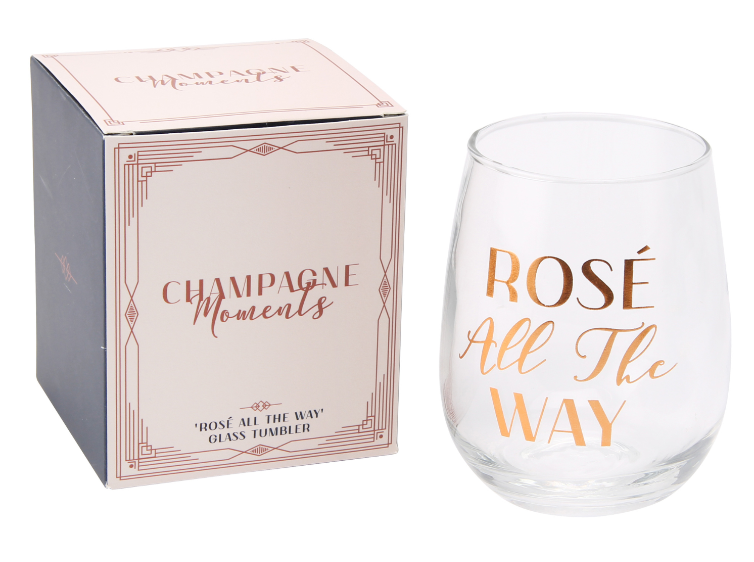 Rose All The Way Stemless Wine Glass