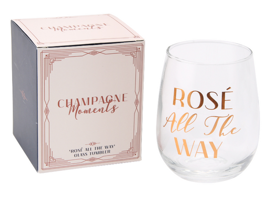 Rose All The Way Stemless Wine Glass