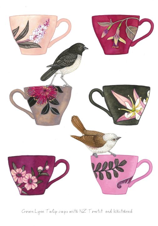 Wolfkamp & Stone - Crown Lynn Tulip Cups Pinks - Card