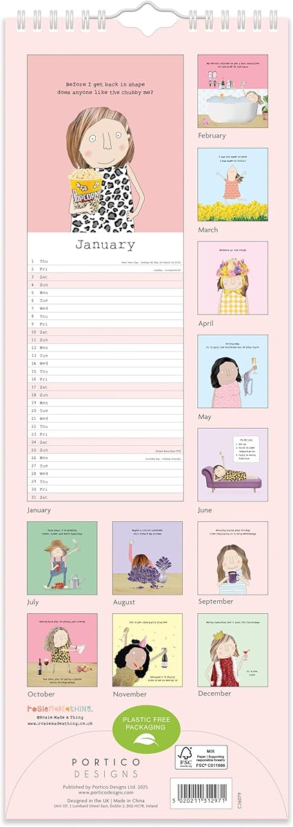 Rosie Made A Thing Slim Calendar 2026
