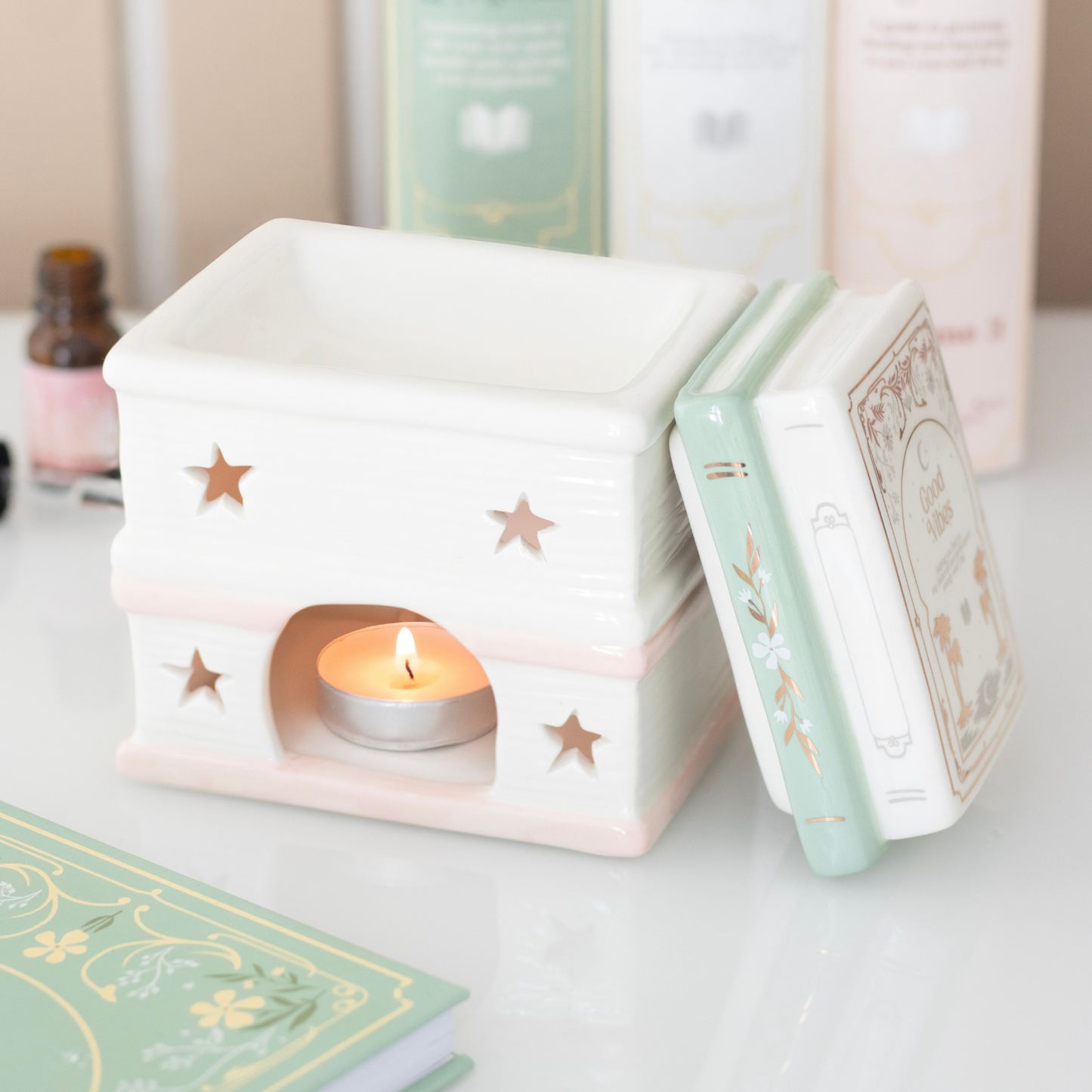 Book Stack oil burner and wax warmer