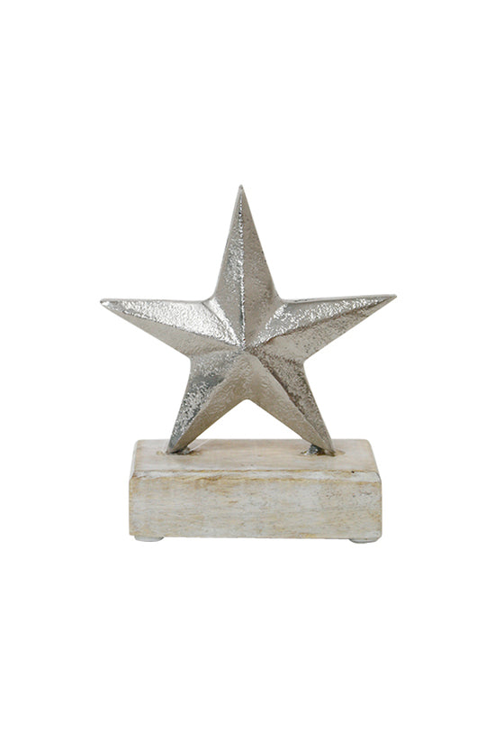 Aluminium Star w/Wood Base SML