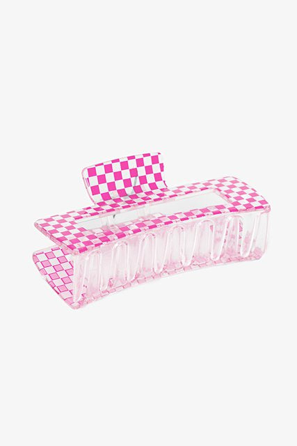 Checkered Claw Clip | Pink