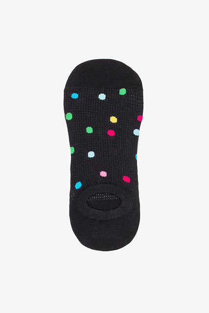 No Show Sock | Coloured Dots Black