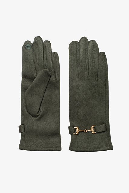 Suedette Gold Link Glove | Moss