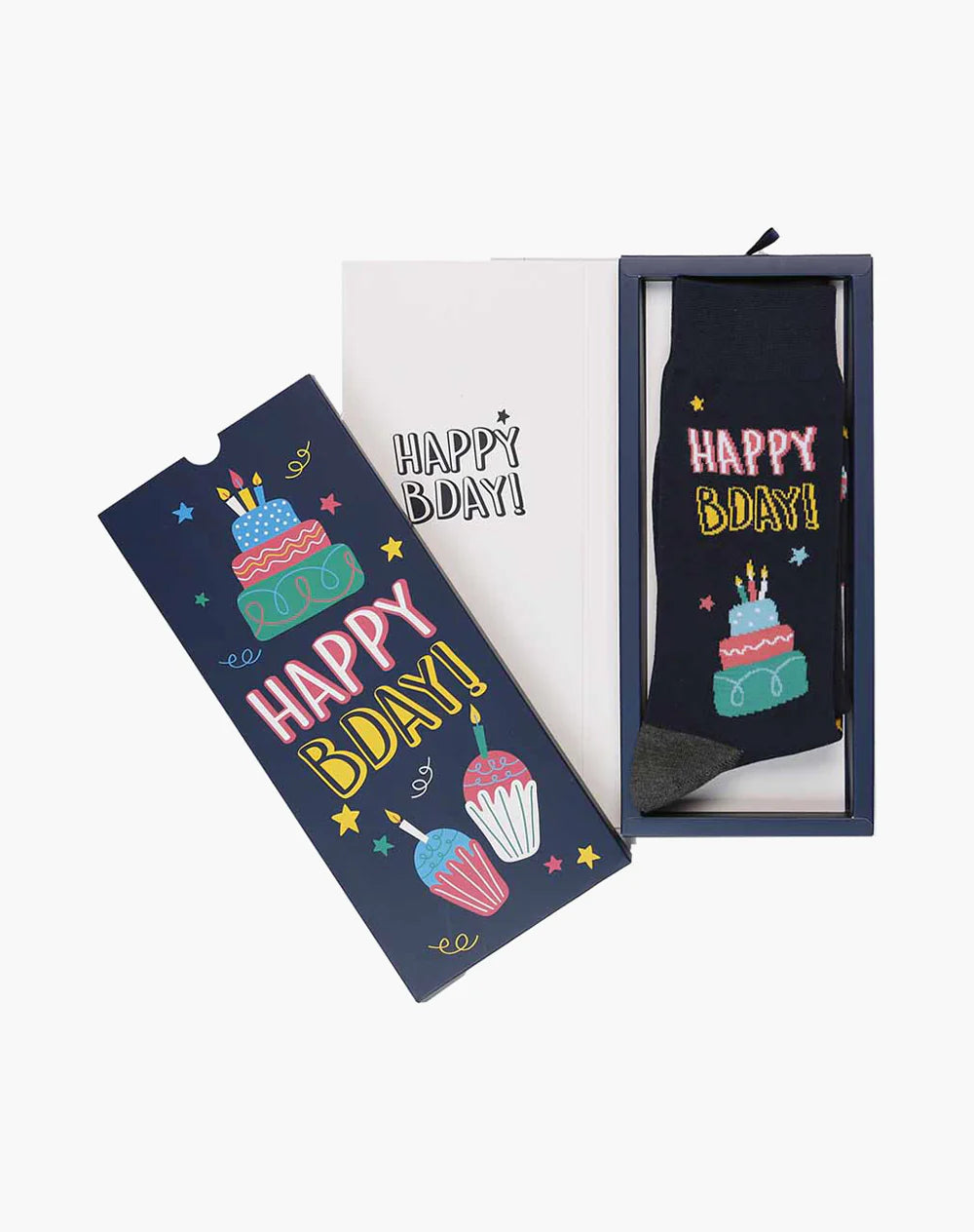 MENS HAPPY BIRTHDAY BAMBOO SOCK CARD - NAVY / R7-11
