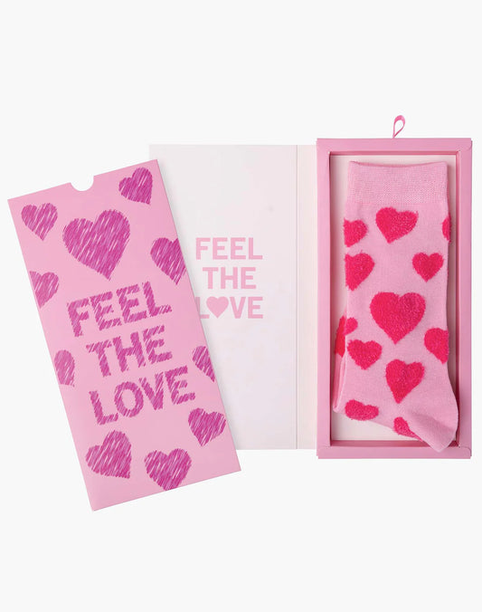 FEEL THE LOVE BAMBOO SOCK CARD - PINK / W2-8