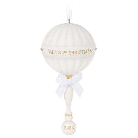 Hallmark Keepsake Baby's First Christmas Rattle 2023 Porcelain Ornament