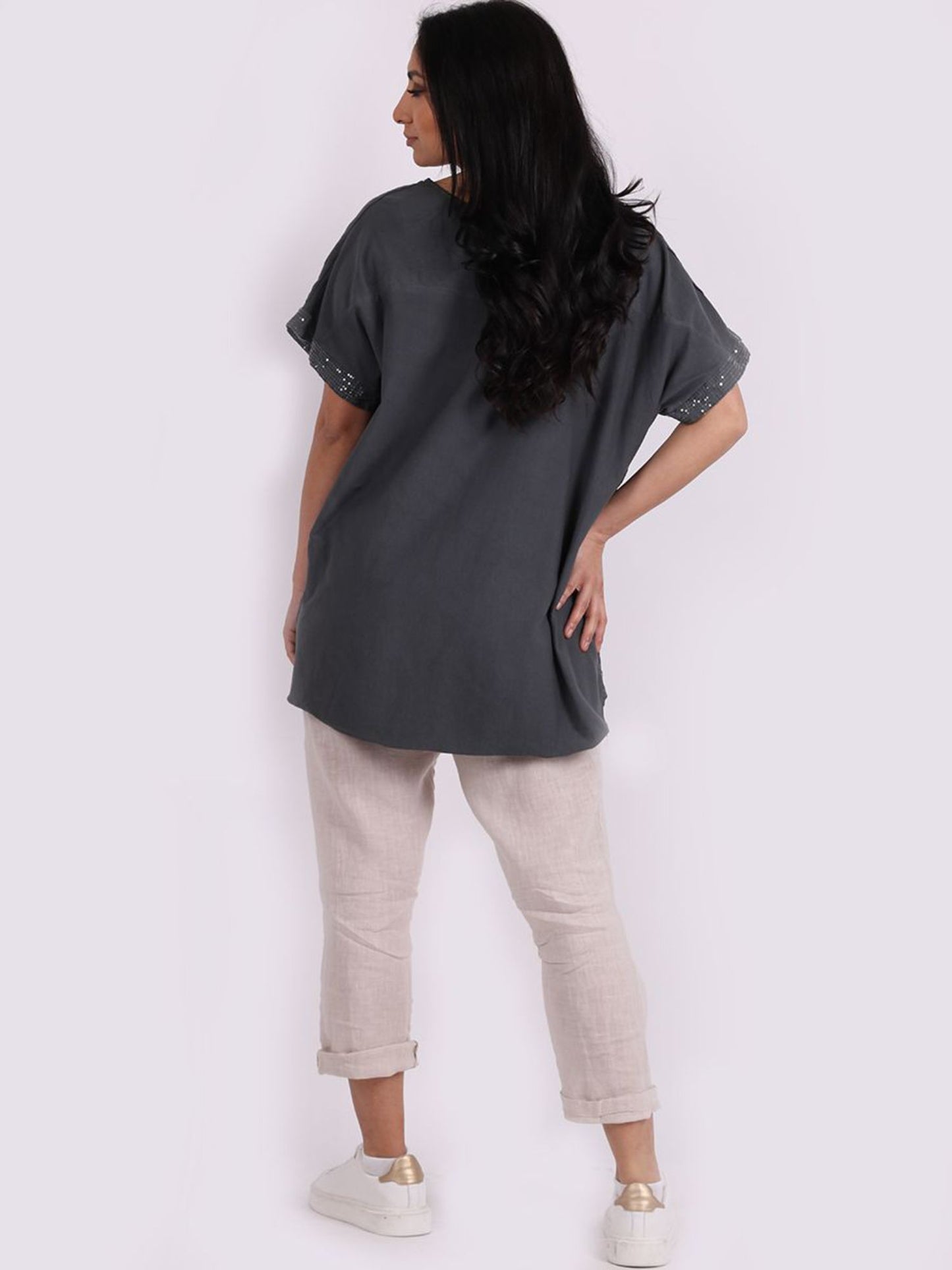 Elise Charcoal Linen Top