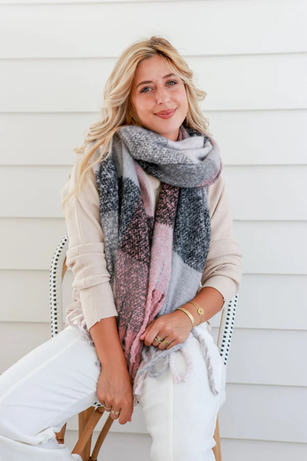 Millie Chunky Scarf | Grey pink