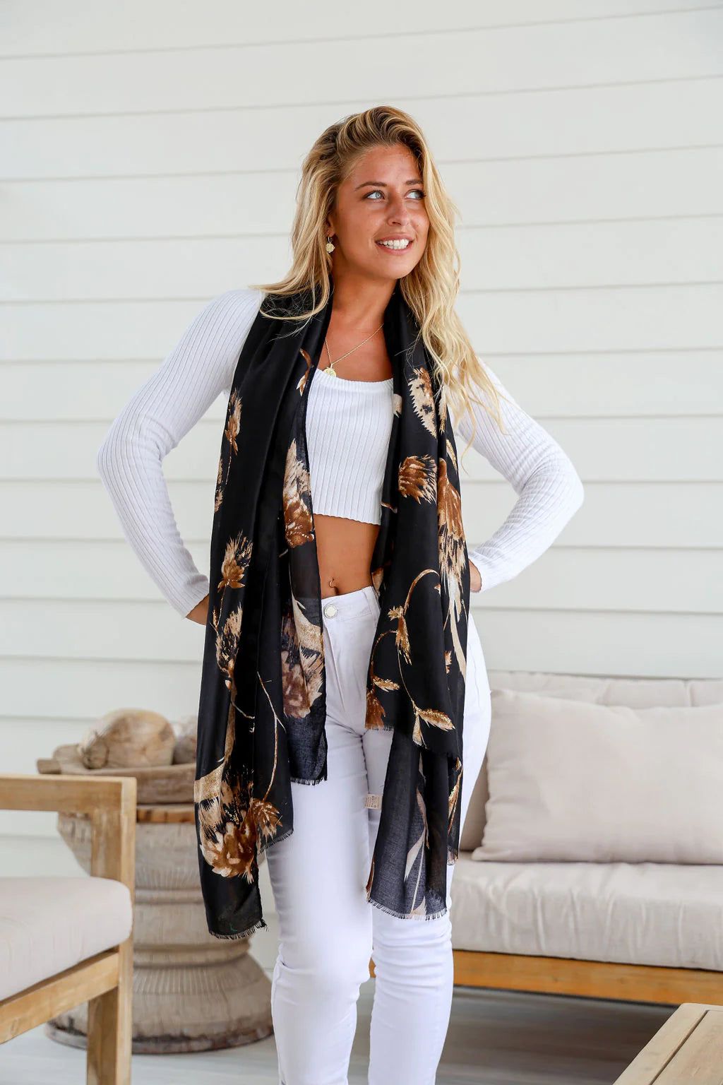 Winter Thistle Layered Scarf