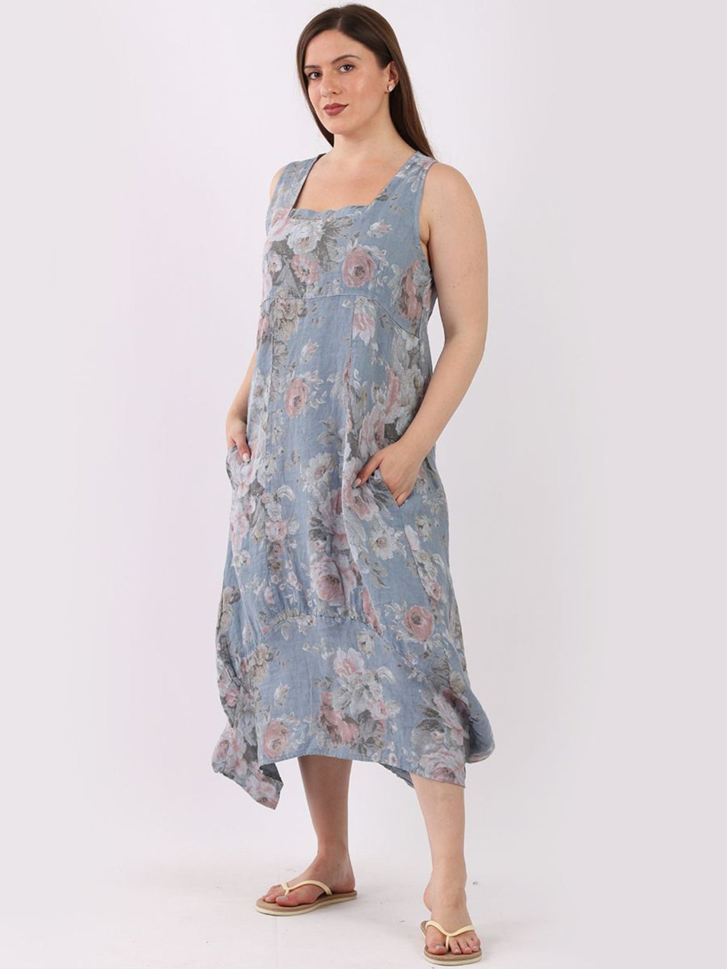 Gabriella Floral Linen Dress | Denim