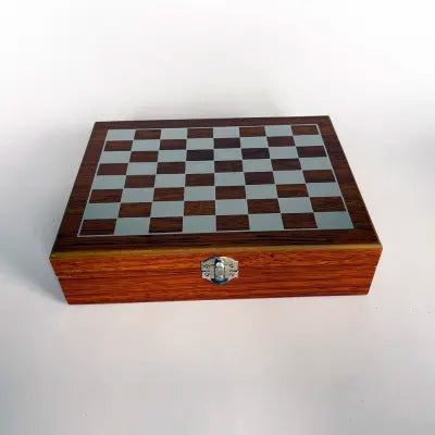 Silver Hip Flask and Chess Set