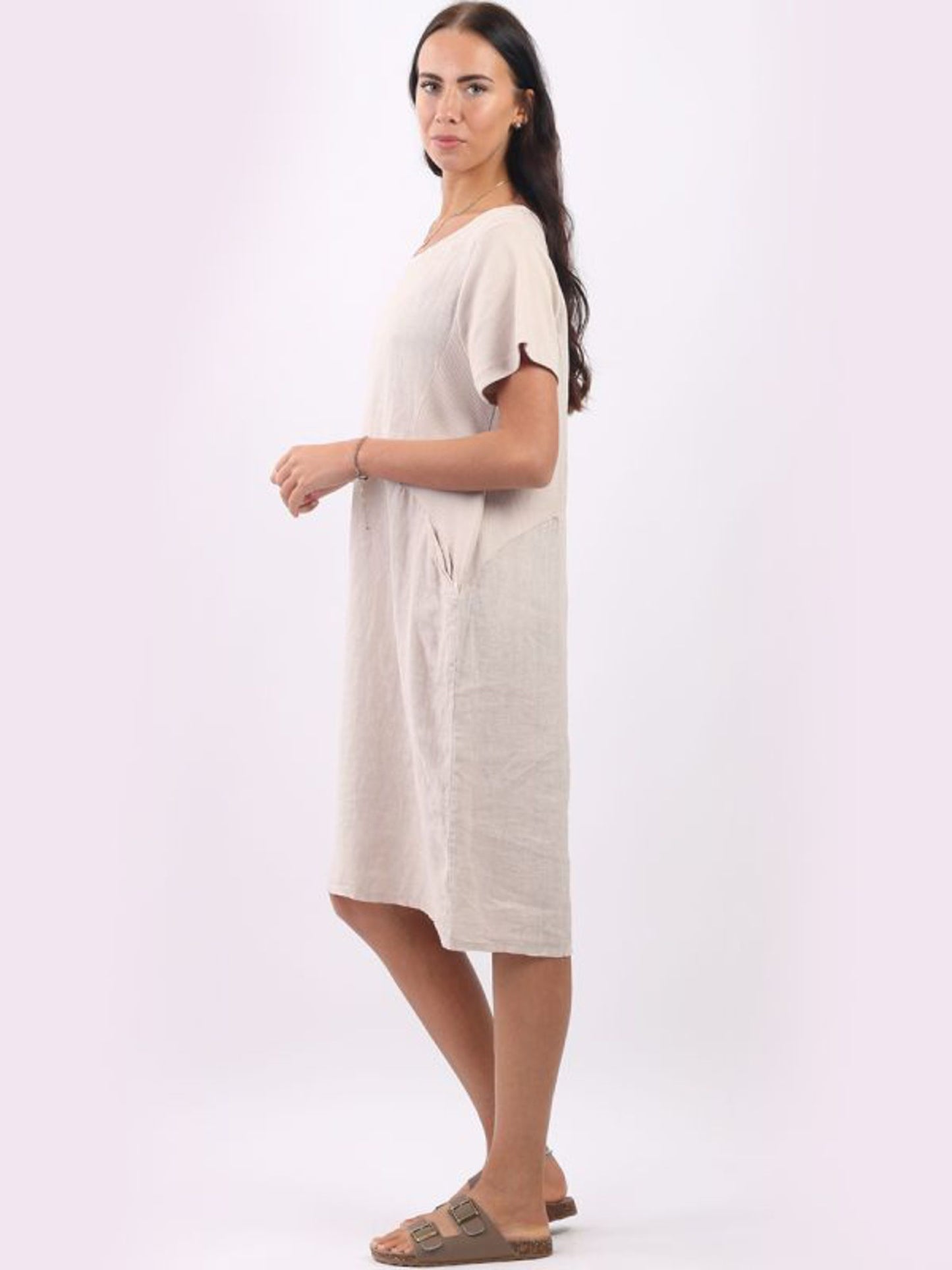 Fleur Summer Linen Dress | Beige