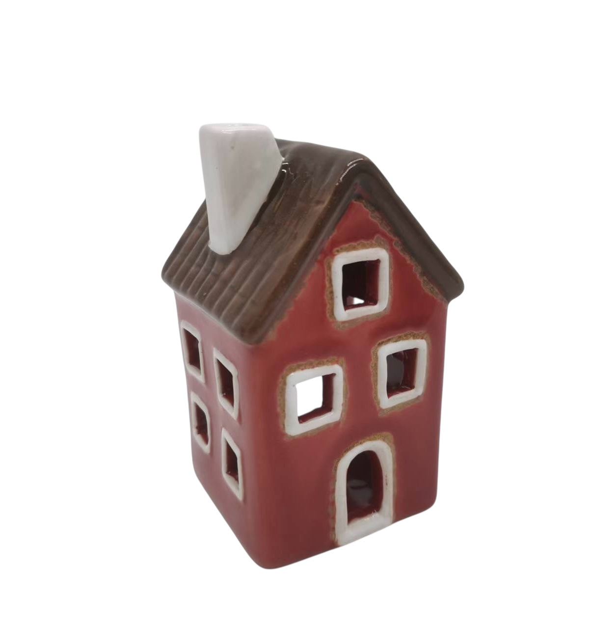 Ceramic Red & Brown Roof Tealight House