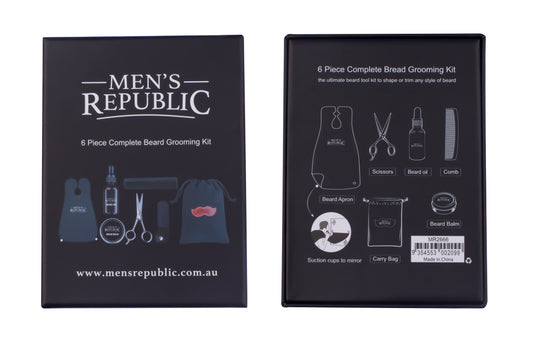 Men's Republic 6pc Beard Grooming Kit with Bag and Apron