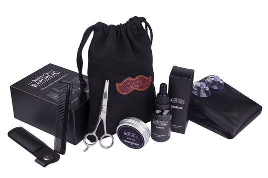 Men's Republic 6pc Beard Grooming Kit with Bag and Apron