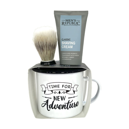 Men's Republic Mug with Shaving Cream and Beard Brush