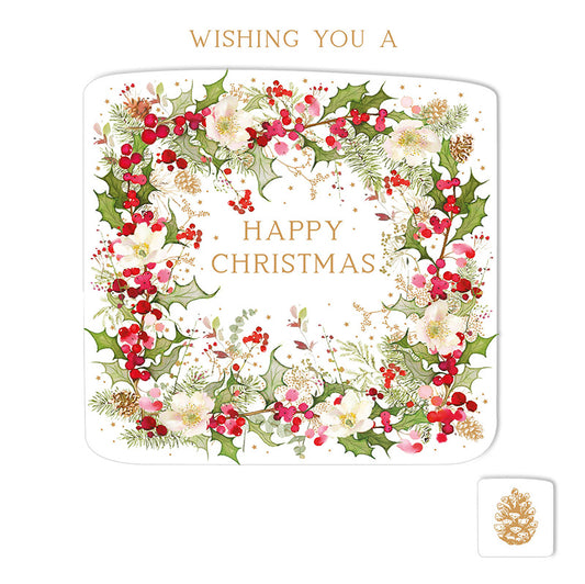 Pizazz Premium Boxed Christmas Cards | Holly Border