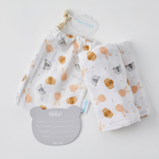 Muslin Wrap | Animal Faces