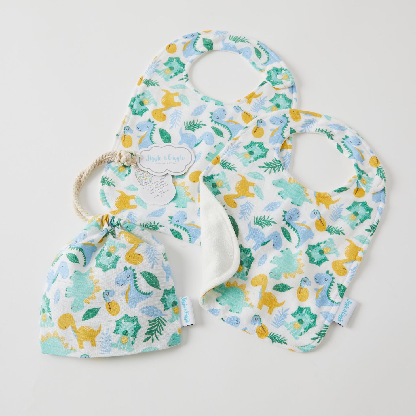 Muslin Bib 2 pack | Dinosaurs
