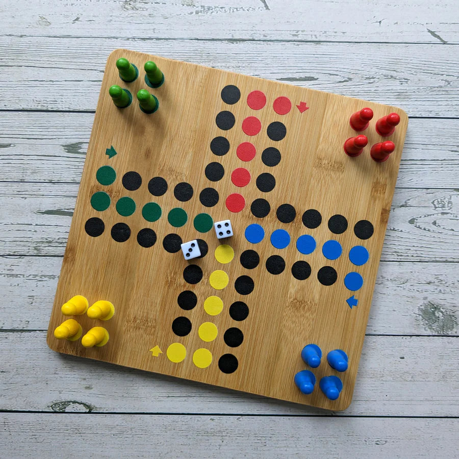 Bamboo Chinese Chequers & Ludo Double Set