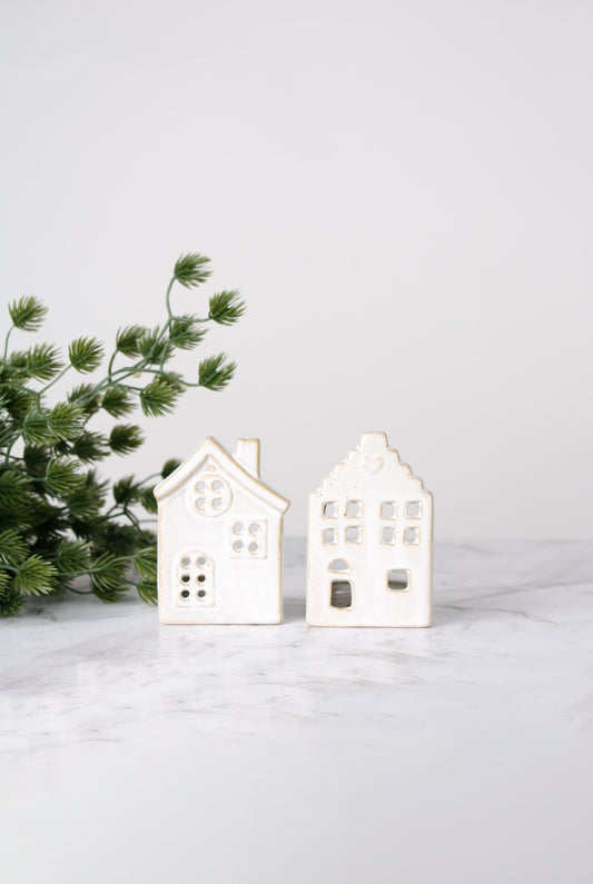 Mini Ceramic House T-light Holder w/ Slope