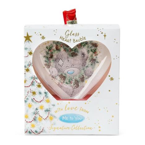 Glass Heart Me to You Bear Christmas Bauble