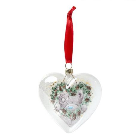 Glass Heart Me to You Bear Christmas Bauble