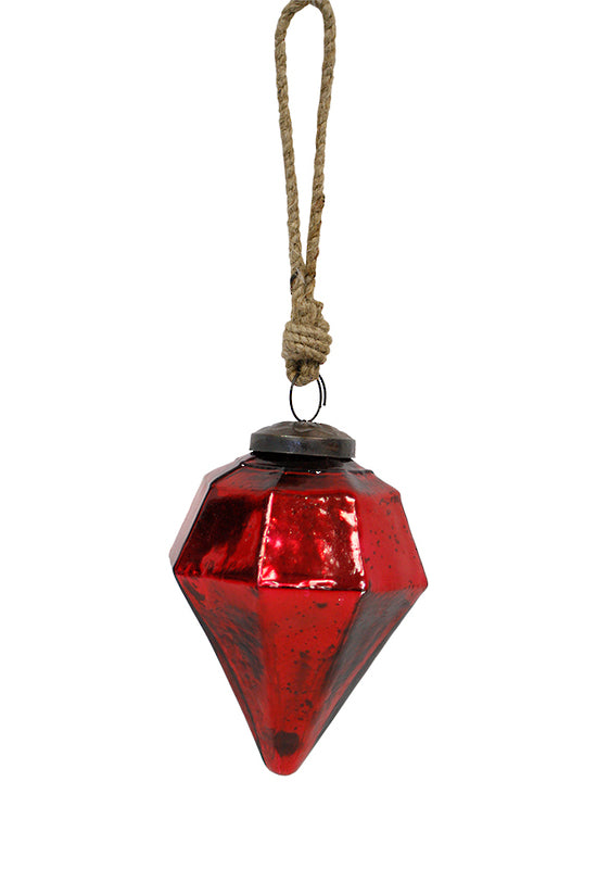 Red Diamond Glass Bauble LGE
