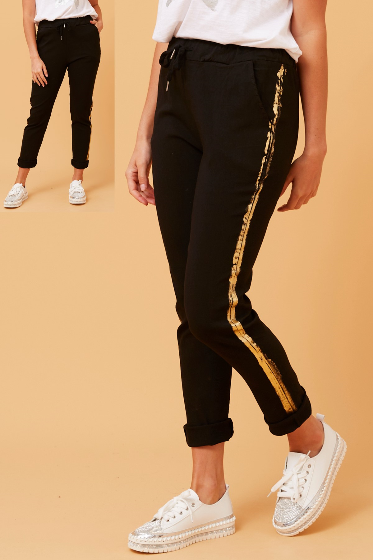 Italian Comfort Pants | Gold Strip