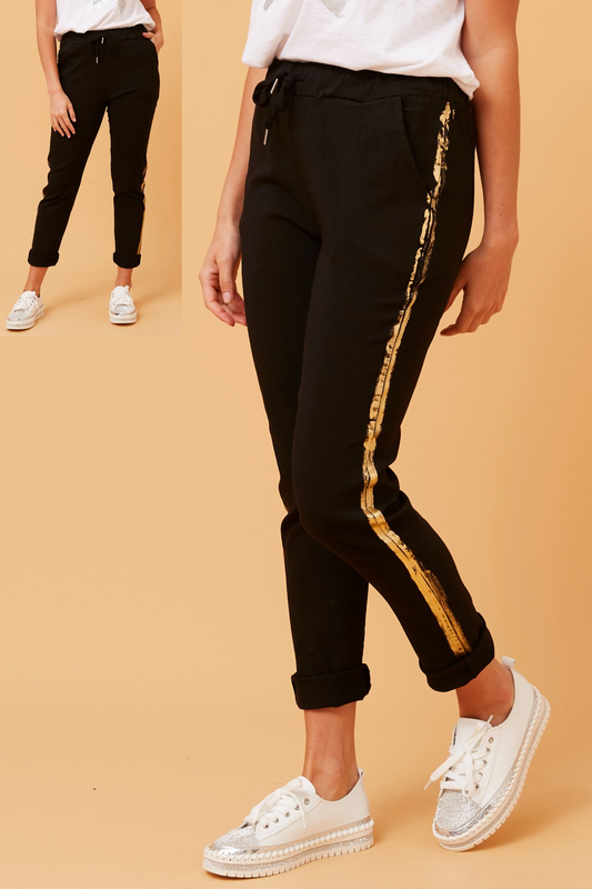 Italian Comfort Pants | Gold Strip
